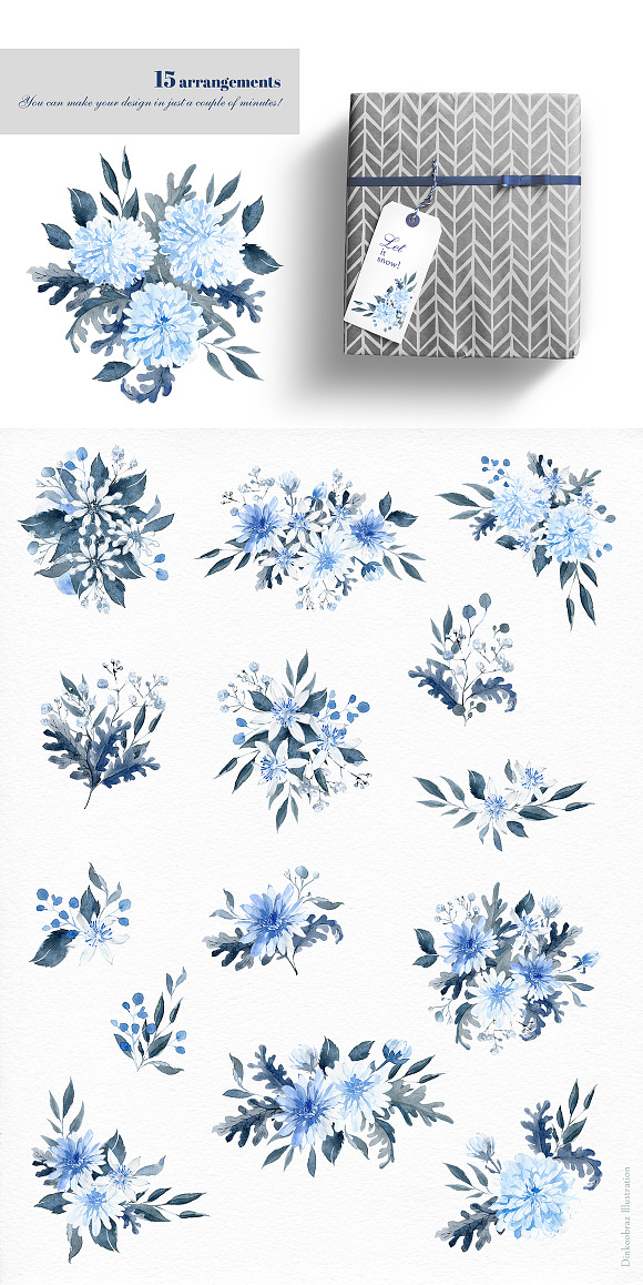 Snow Mice. Clipart set. in Illustrations - product preview 2
