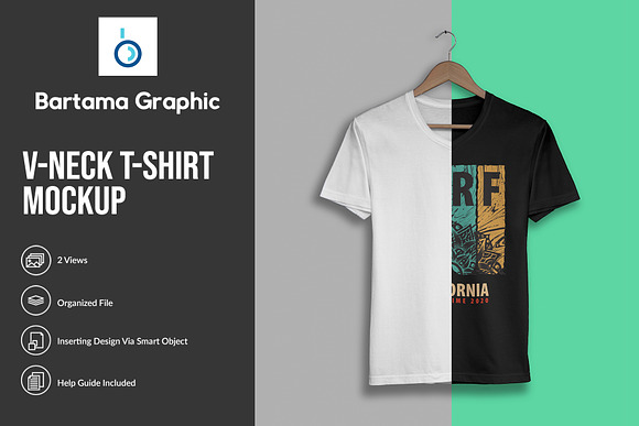 V-Neck T-Shirt Mockup in Product Mockups - product preview 1