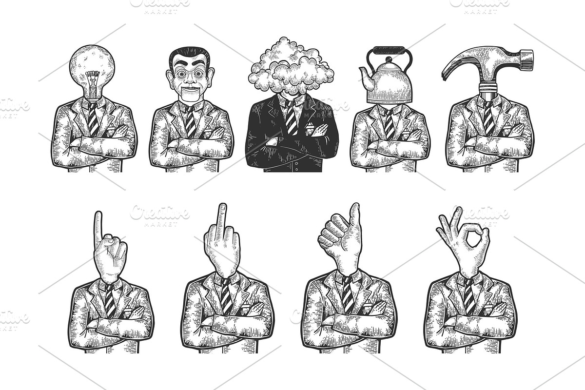 Object heads businessman sketch in Graphics - product preview 8