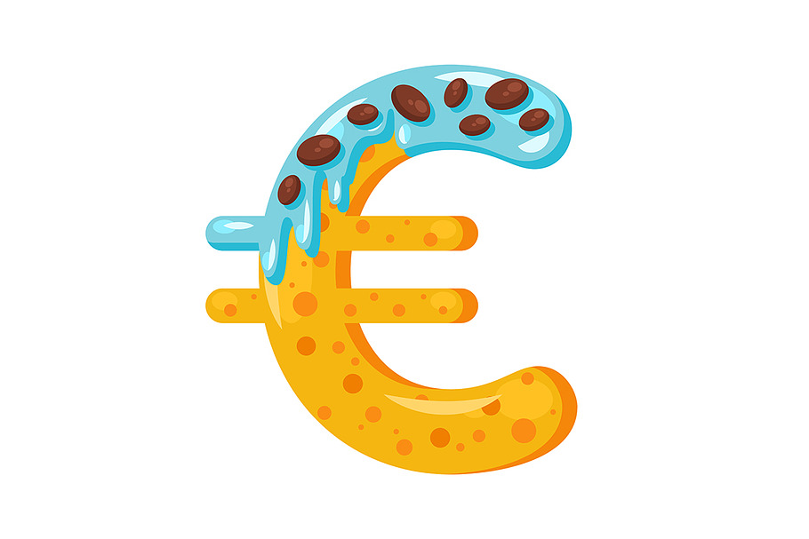Donut cartoon euro symbol in Add-Ons - product preview 8