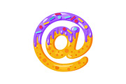 Donut cartoon at symbol illustration