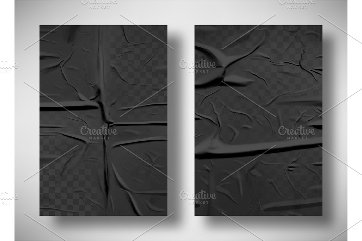 Black bad glued paper with wrinkles in Textures - product preview 8