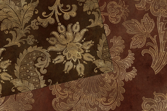 Gold Floral Velvet Digital Paper in Patterns - product preview 1