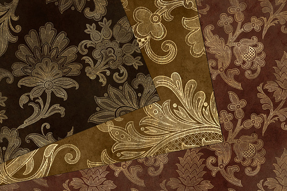 Gold Floral Velvet Digital Paper in Patterns - product preview 3