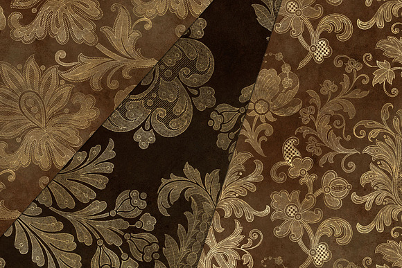 Gold Floral Velvet Digital Paper in Patterns - product preview 4