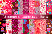 Set of 18 romantic seamless patterns