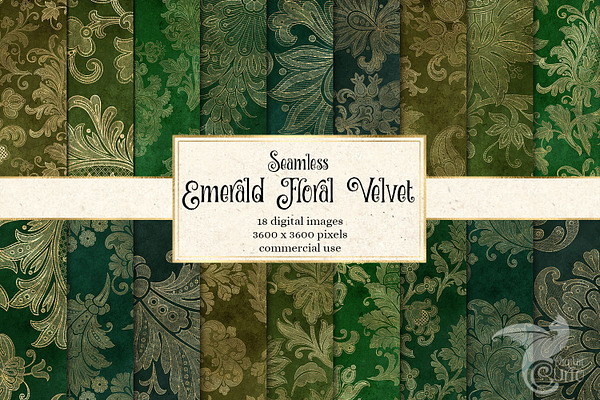 Emerald Floral Velvet Backgrounds