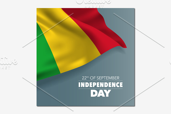 Mali independence day vector card