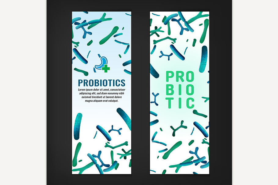 Probiotics, prebiotics vertical bann in Illustrations - product preview 8