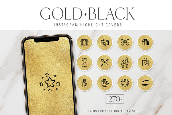 Gold Instagram Highlight Covers