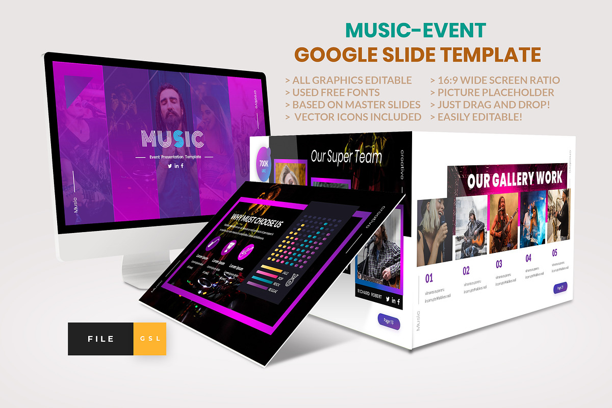 Music-Event Google Slides Template in Google Slides Templates - product preview 8