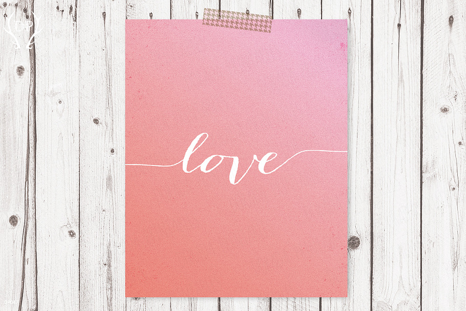 Love quote printable script art pink in Illustrations - product preview 8