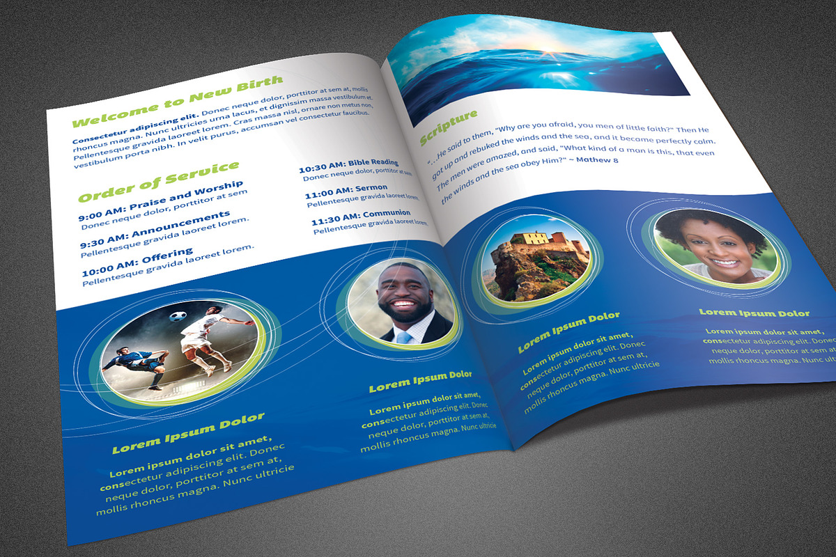 Wind and the Waves Church Bulletin in Brochure Templates - product preview 8
