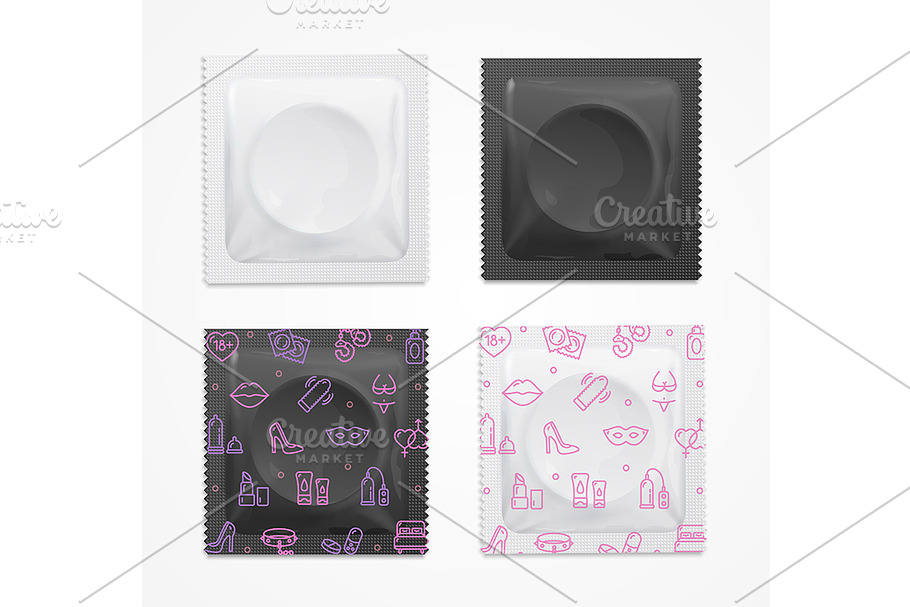 Realistic Condoms Package Template in Objects - product preview 8