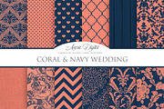 Coral and Navy Wedding Backgrounds
