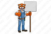 Tiger Cartoon Mascot Handyman