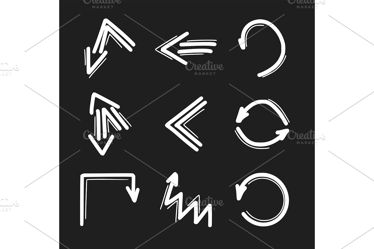 Set of hand drawn arrow icons in Objects - product preview 8