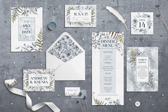 Floral wedding cards set in Wedding Templates - product preview 1