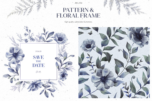 Floral wedding cards set in Wedding Templates - product preview 5