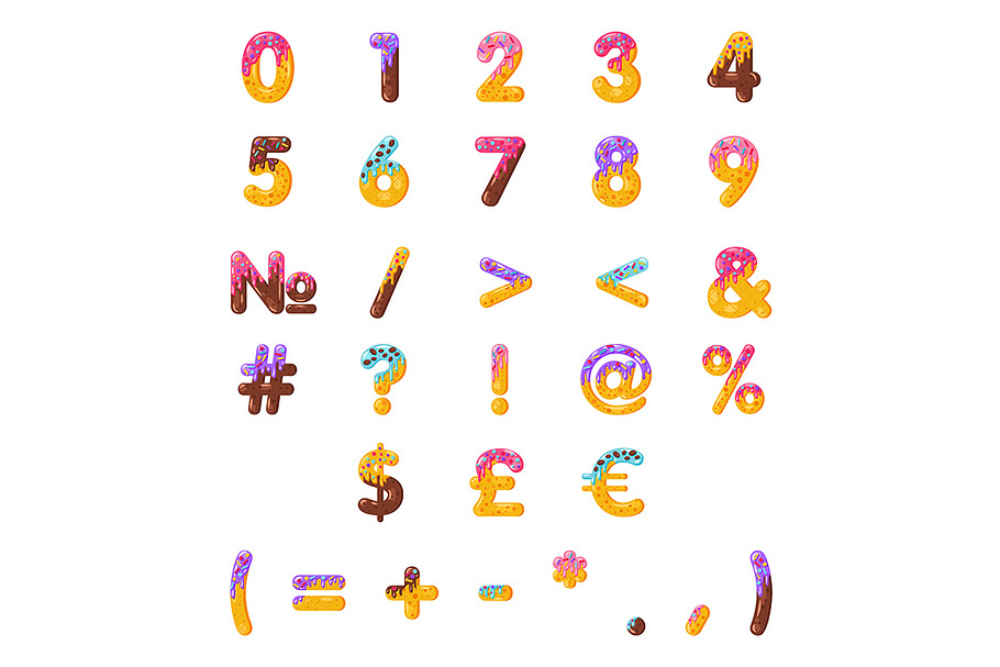 Donut cartoon numbers and math signs in Add-Ons - product preview 8
