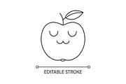 Apple cute kawaii linear character