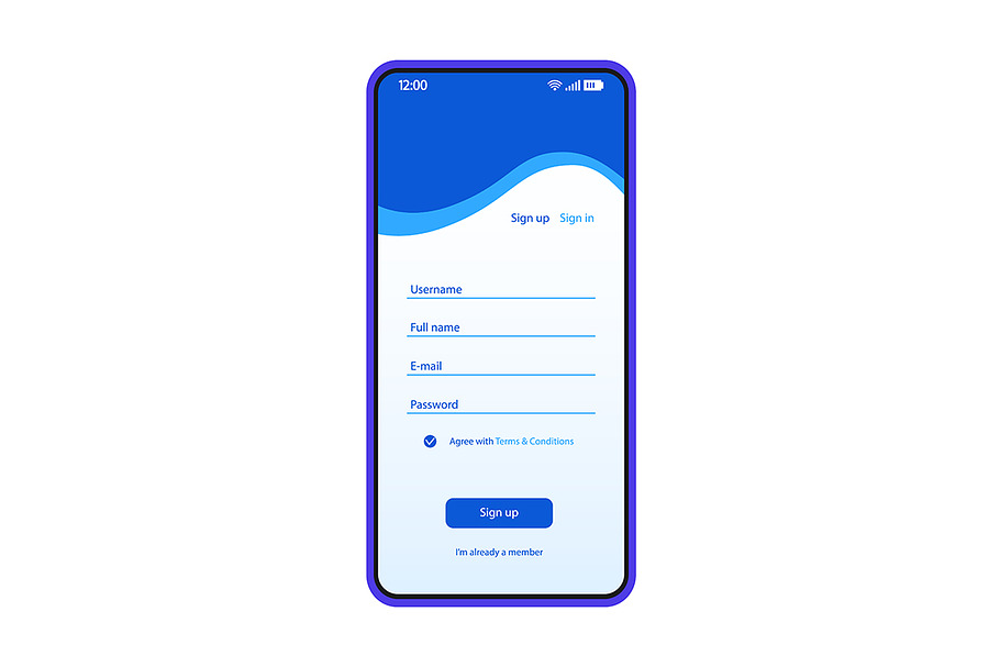 Sign up form smartphone interface in Mobile & Web Mockups - product preview 8