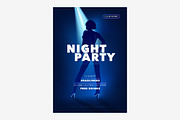Night party vector flyer, poster