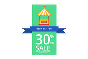 Beer and Snack 30% Off Sale Vector