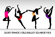 16 Set Dance girls ballet vector
