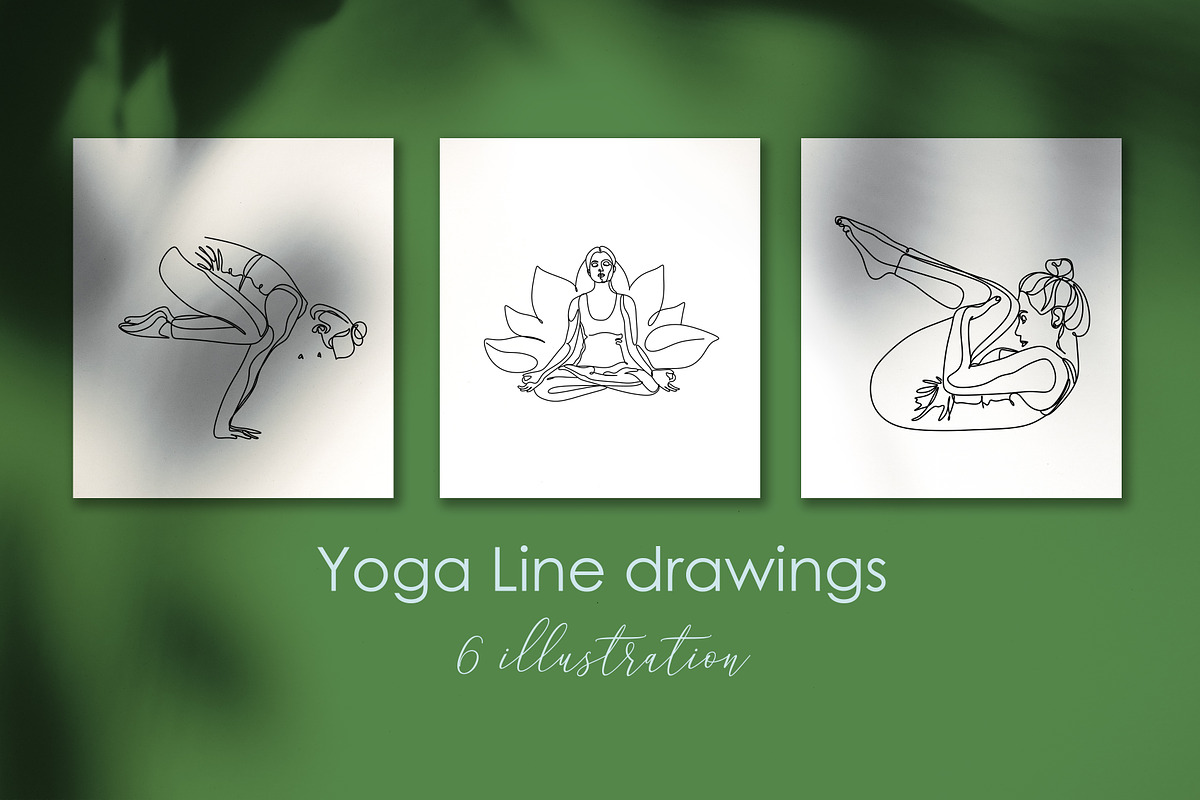 Yoga line drawing. Line art in Objects - product preview 8