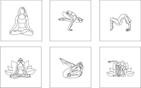 Yoga line drawing. Line art in Objects - product preview 2