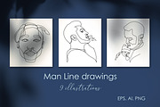 Line art man set of 9 illustration