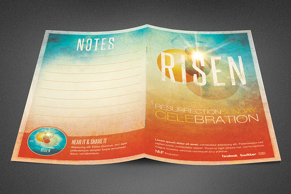 Risen Church Bulletin Template in Brochure Templates - product preview 2