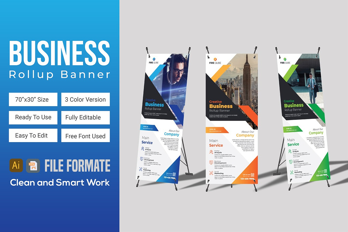 Business Roll-up Banner in Flyer Templates - product preview 8