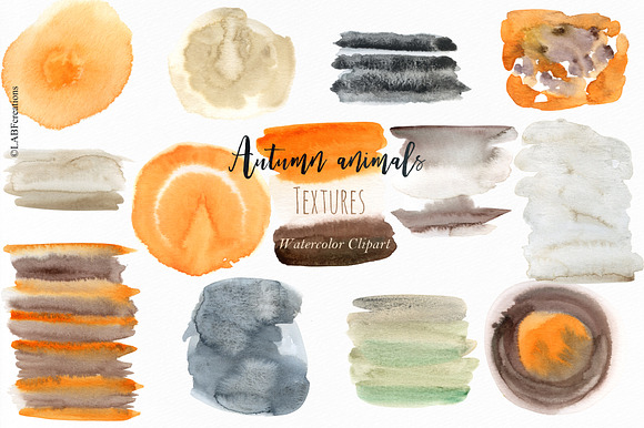 Autumn animals. Watercolor clipart in Illustrations - product preview 15