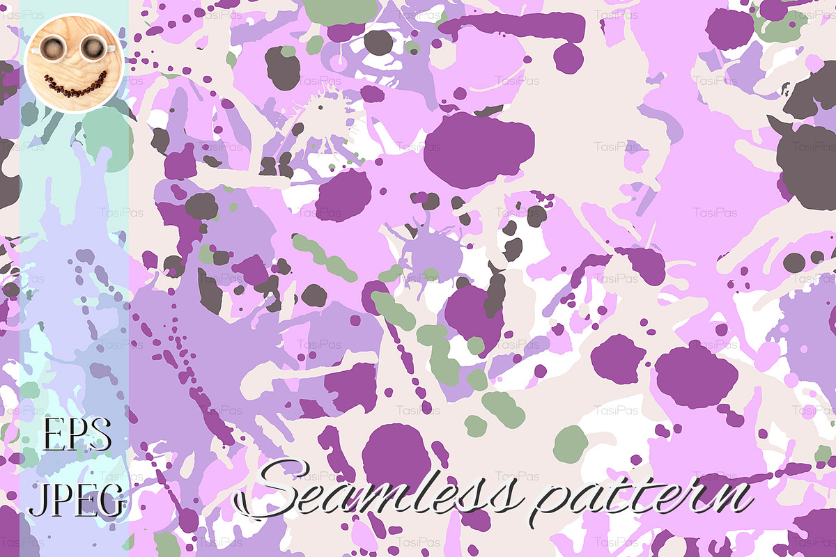 Lilac beige green ink paint pattern in Patterns - product preview 8