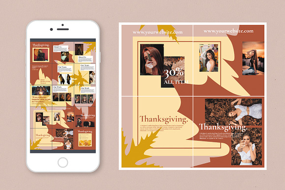Thanksgiving Instagram Post Puzzle in Instagram Templates - product preview 2