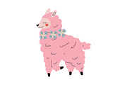 Cute Llama, Adorable Pink Alpaca