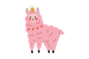 Cute Pink Llama, Adorable Alpaca