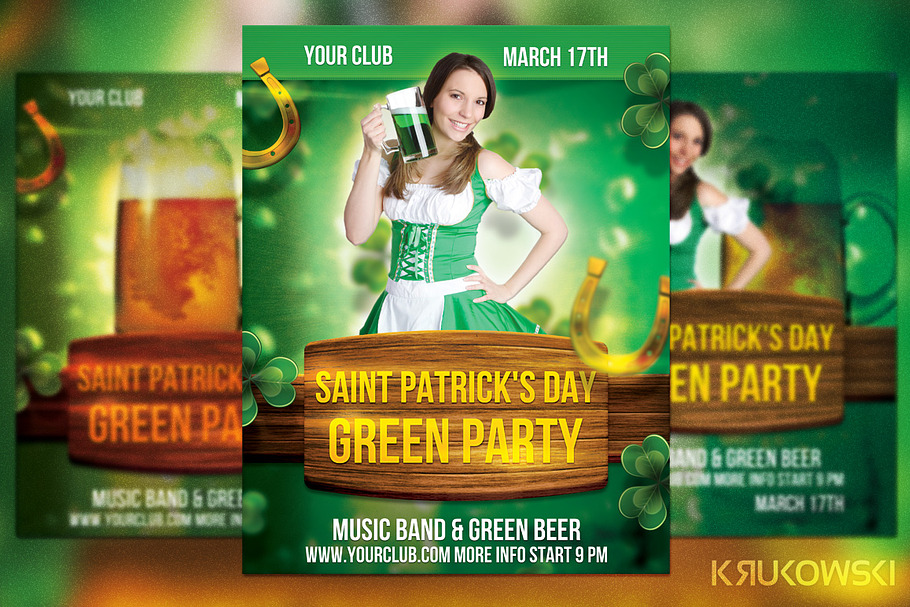 St. Patrick's Day Green Party Flyer in Flyer Templates - product preview 8