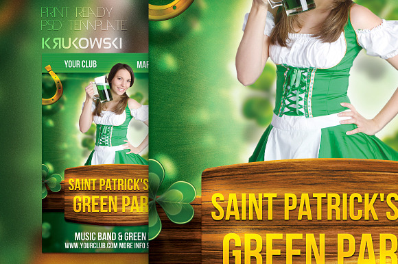St. Patrick's Day Green Party Flyer in Flyer Templates - product preview 1