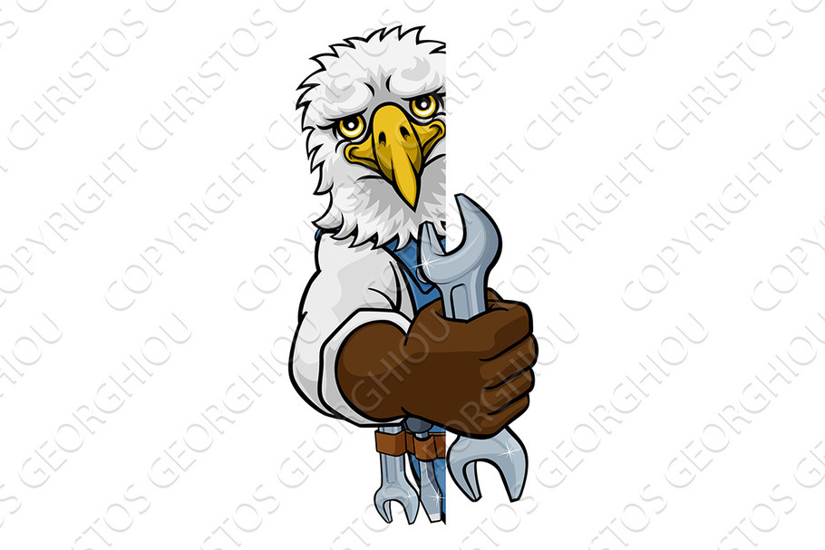 Eagle Plumber Or Mechanic Holding in Illustrations - product preview 8