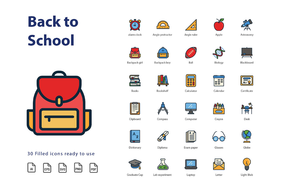 Back To School Filled in Icons - product preview 8