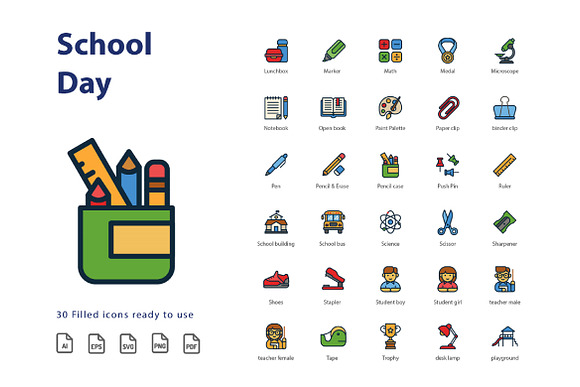 Back To School Filled in Icons - product preview 1