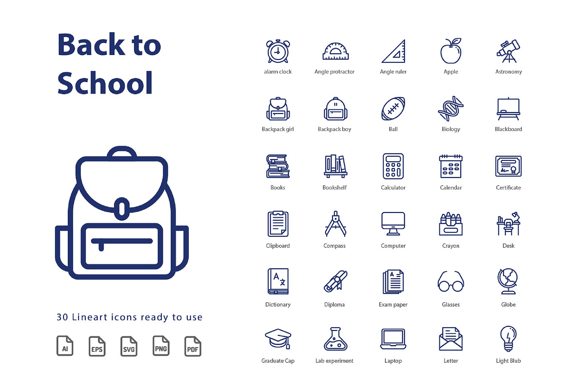 Back To School Lineart in Icons - product preview 8