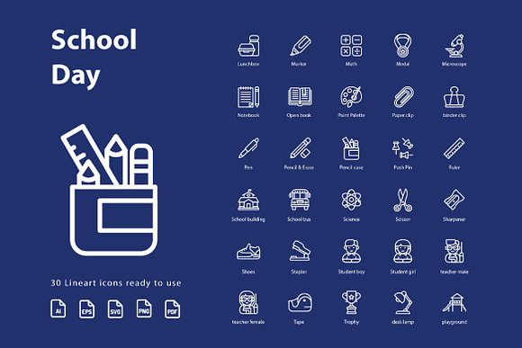 Back To School Lineart in Icons - product preview 2