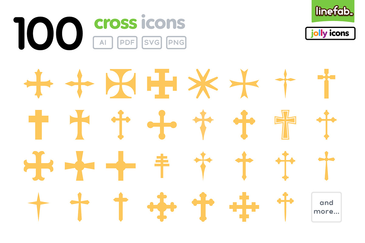 100 Cross Icons - Jolly Icon Series in Icons - product preview 8