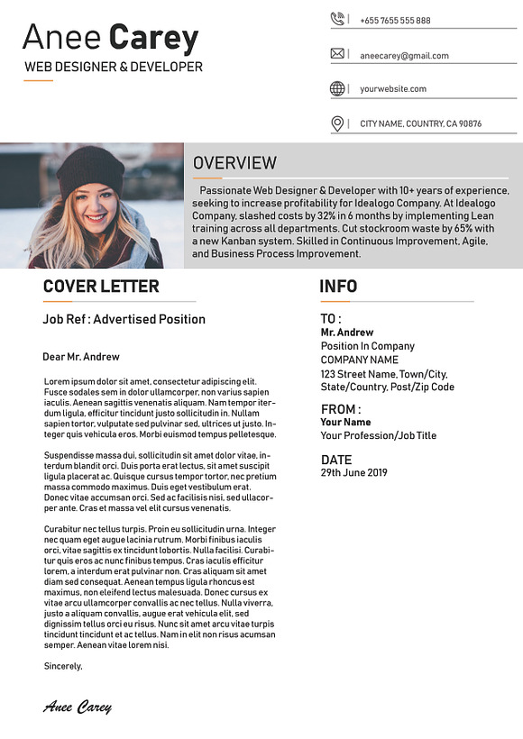 Resume / CV | Clean in Letter Templates - product preview 2