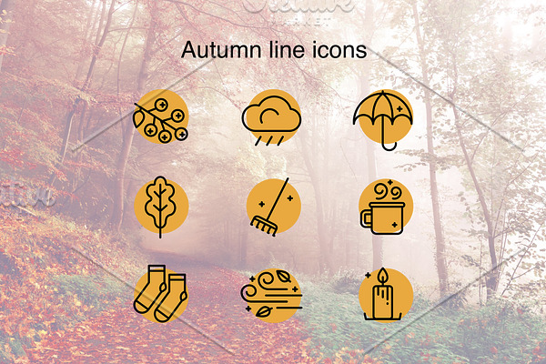 Autumn line icons