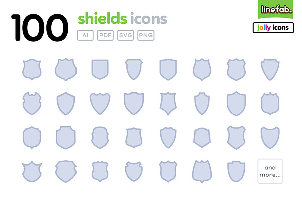 100 Shield Icons - Jolly Icon Series